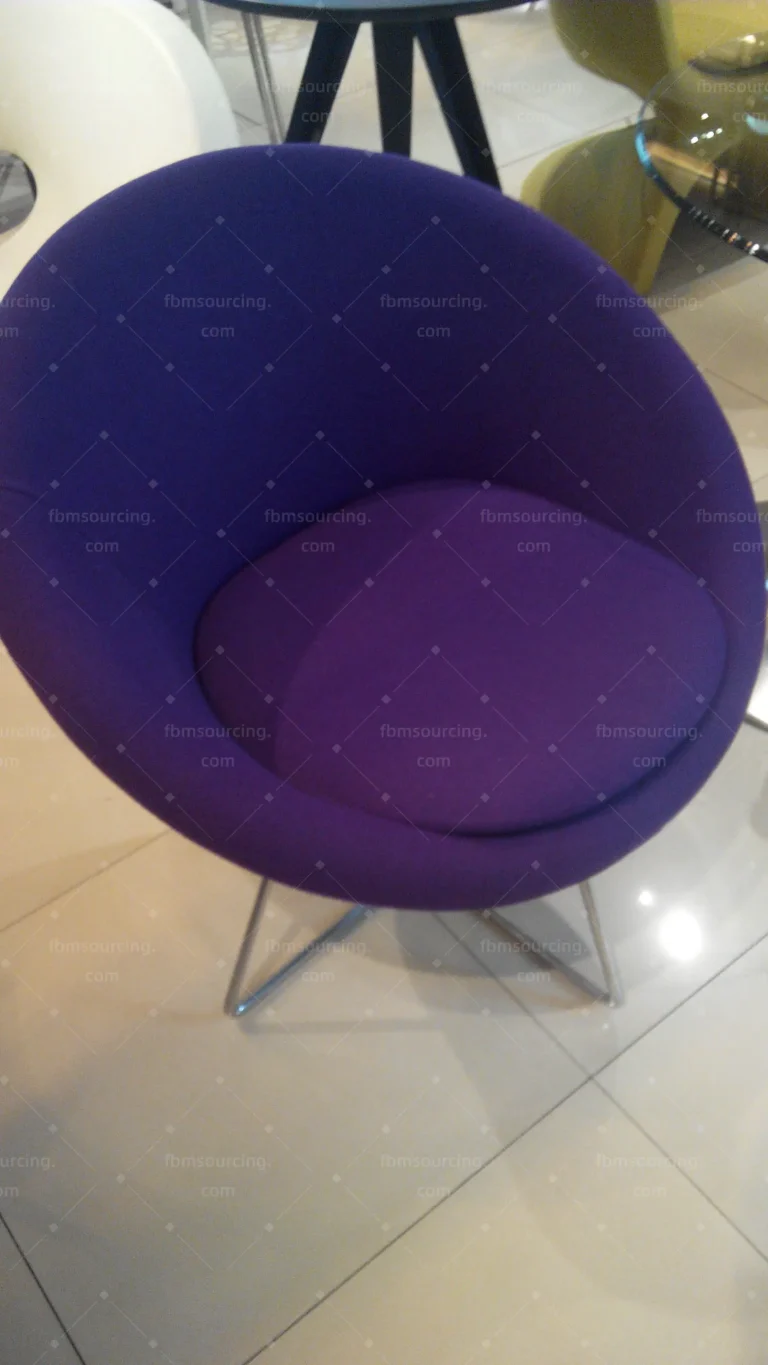 Purple round accent chair selected for Dubai residential apartment — FBM Sourcing
