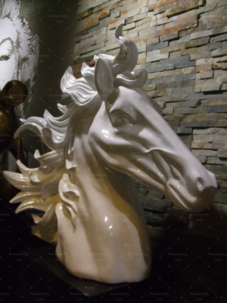 White resin horse sculpture from Guangzhou decorative accessories market for Dubai luxury apartment