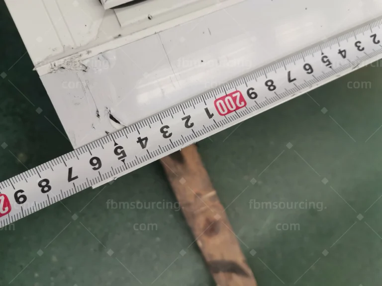 Aluminum window frame dimension check with ruler — elementary school building materials QC China