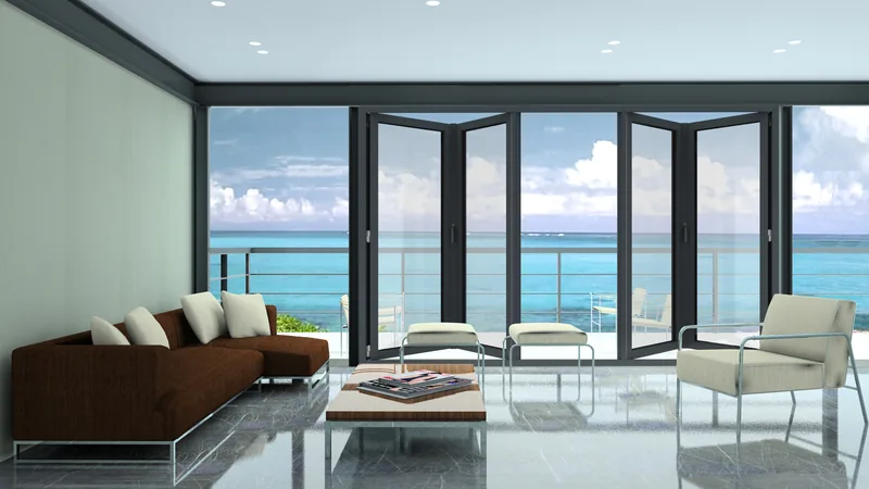 Aluminum windows from China - bifold glazed window system in coastal residential project
