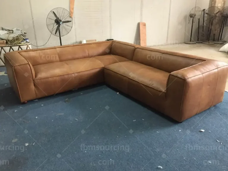 Full leather corner sofa pre-shipment inspection for Australia project