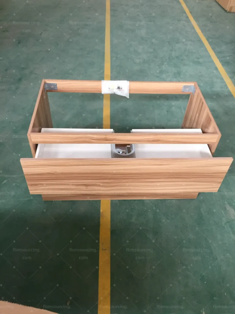 Vanity drawer runner and cut-out inspection China furniture QC