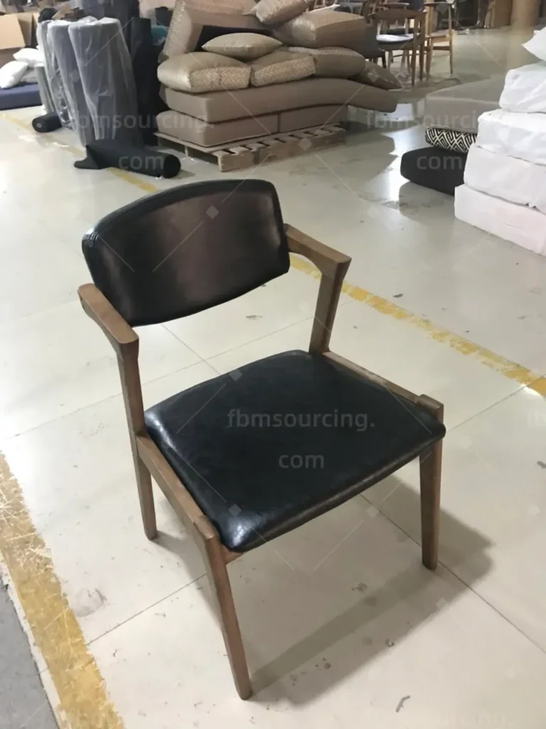 Black leather dining chair sample inspection China furniture factory