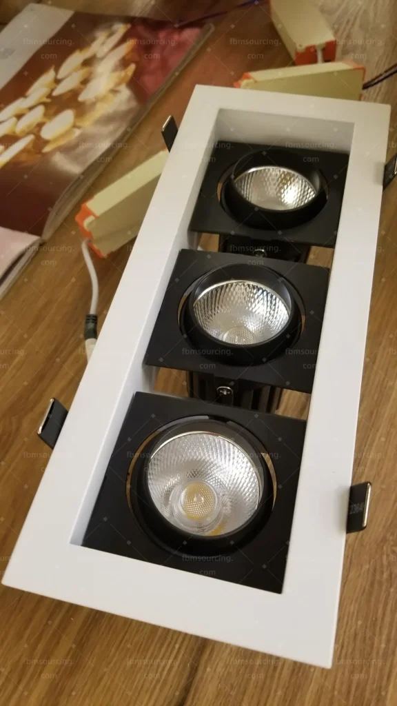 Triple head LED grille downlight QC before container loading