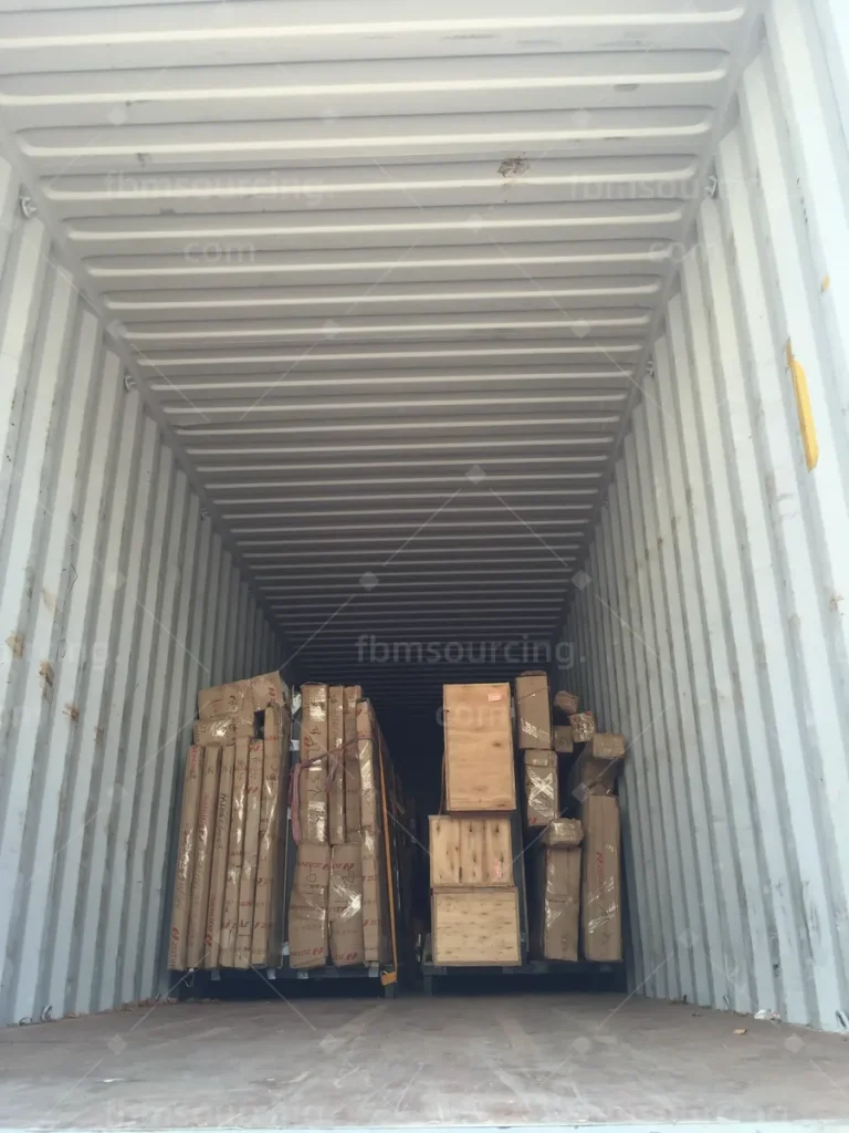 Fully packed 40HQ container of windows, doors and building materials before shipment to Australia