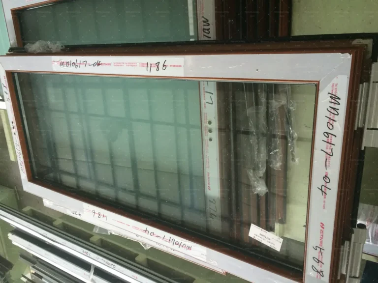 Window sash labelled with its item number and size for the villa order