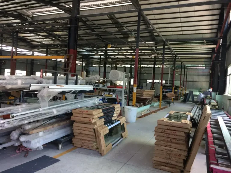 Door and window fabrication workshop viewed during the factory quality inspection