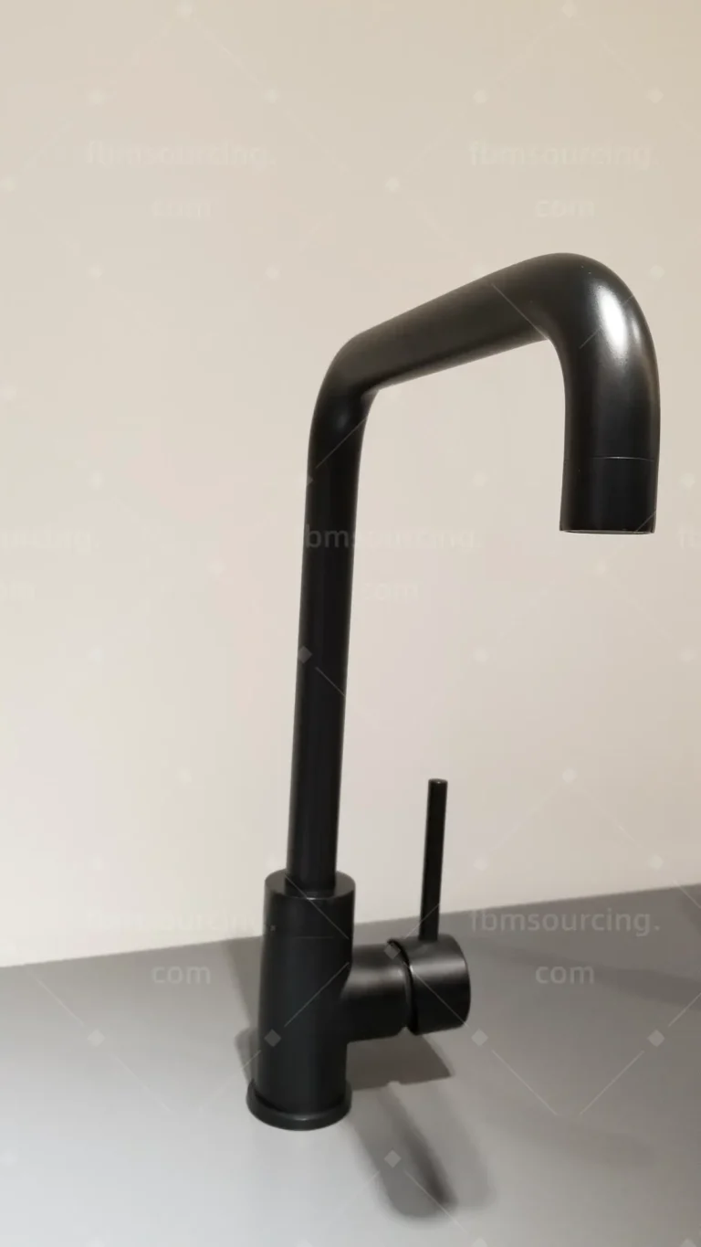 Matte black kitchen tap selected during Foshan market sourcing trip
