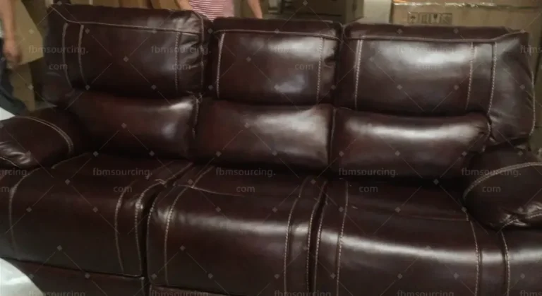 Leather recliner sofa front inspection dubai project — FBM Sourcing China furniture sourcing agent
