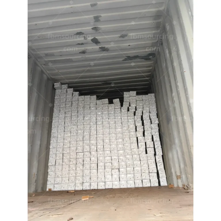 Packed WPC decking cartons stacked inside container for municipal park shipment