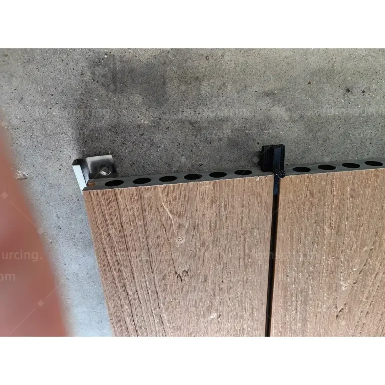 WPC decking hidden clip joint check during factory QC for municipal park project