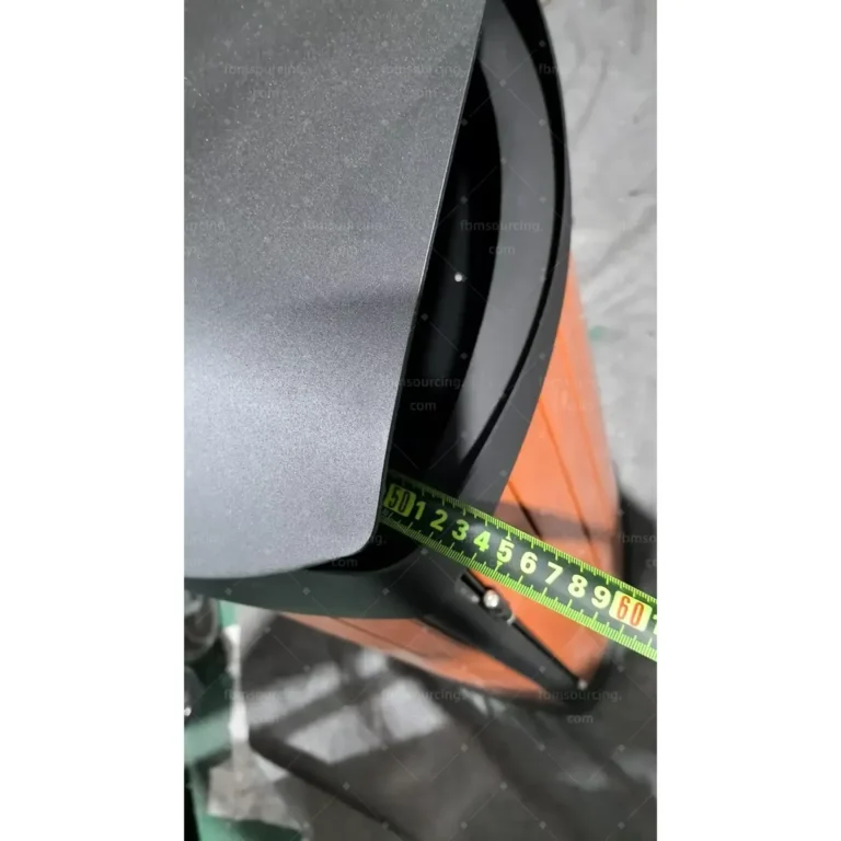 Park litter bin width measured against drawings — China sourcing agent QC inspection