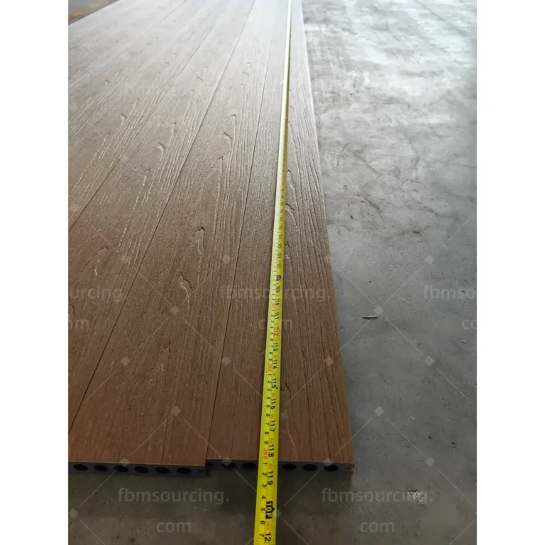 WPC decking board length measured during pre-shipment inspection for park project