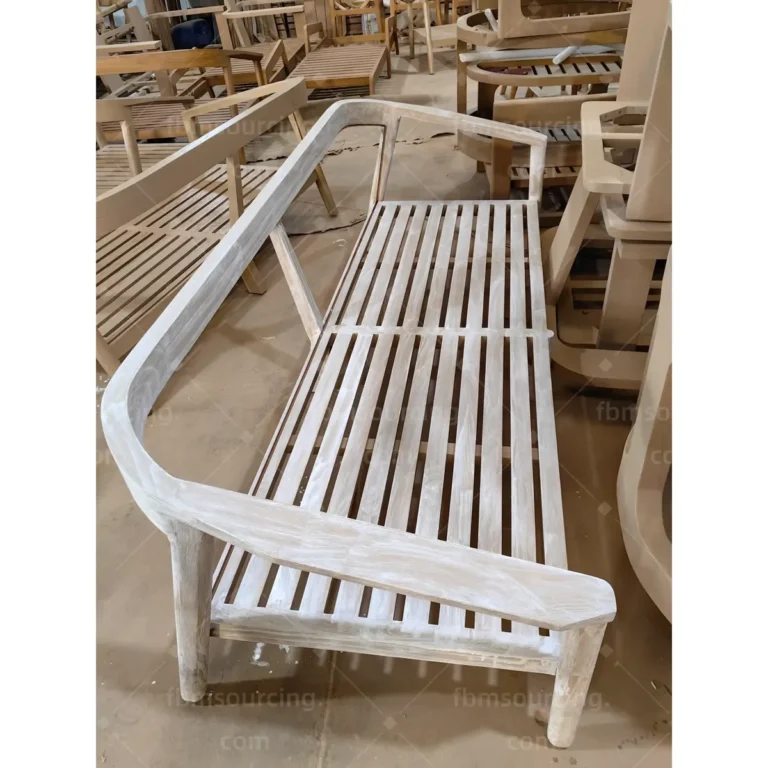 Outdoor bench frame during production follow-up for park furniture order
