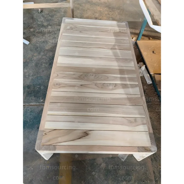 Slatted teak table top surface and joinery inspection for municipal park package