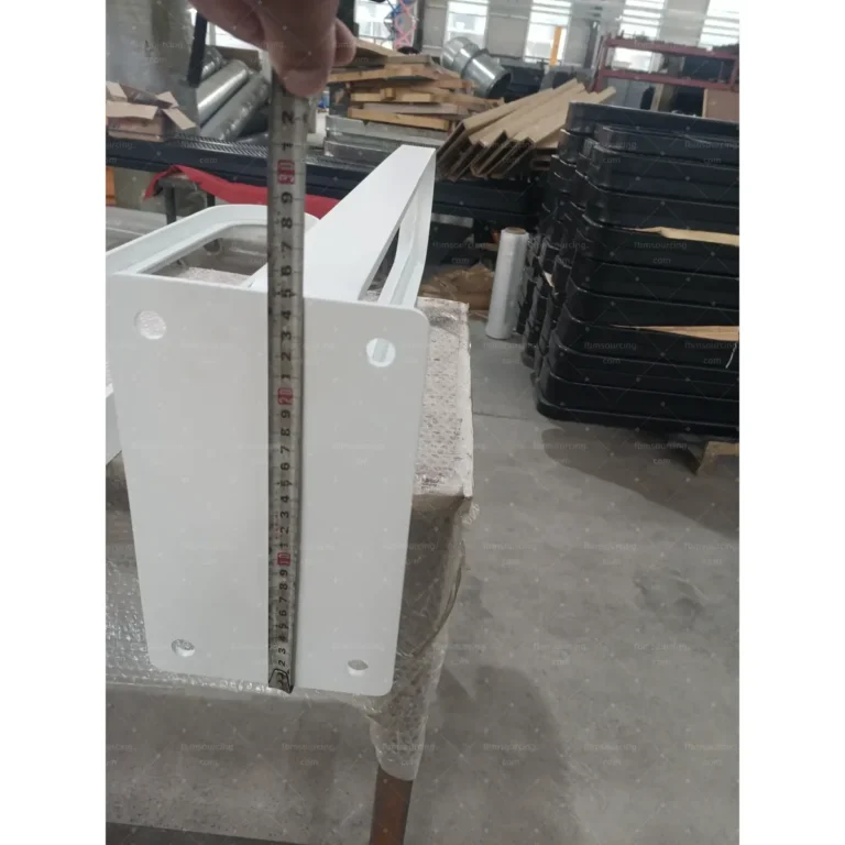 Bike rack post height measured during quality inspection at China factory