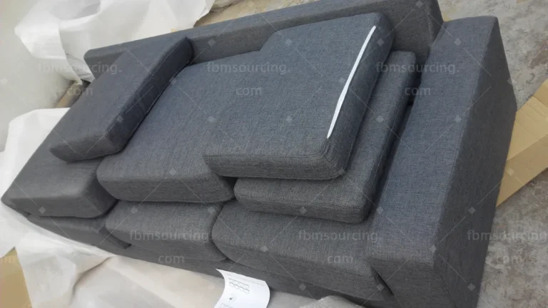 Netherlands sofa and office chair procurement - sofa cushions stacked for factory inspection before assembly