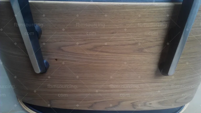 Netherlands sofa and office chair procurement - walnut plywood chair armrest finish close-up check