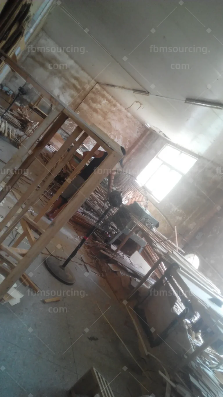 Netherlands sofa and office chair procurement - solid timber sofa frame workshop during production visit
