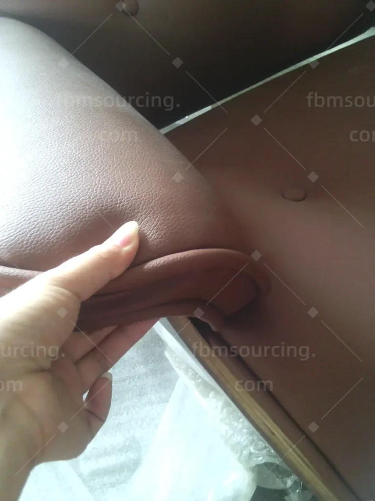 Netherlands sofa and office chair procurement - leather seam pull test on office chair corner