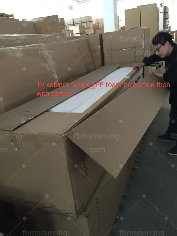 TV cabinet packed with foam protection and carton