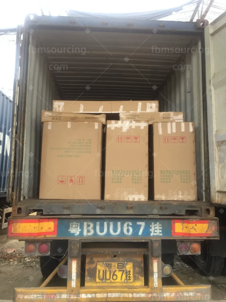 Restaurant furniture cartons loaded container 2 — FBM Sourcing China furniture sourcing agent