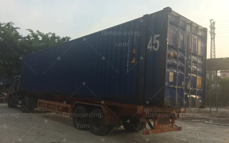 40ft high-cube container on trailer ready for villa cargo loading