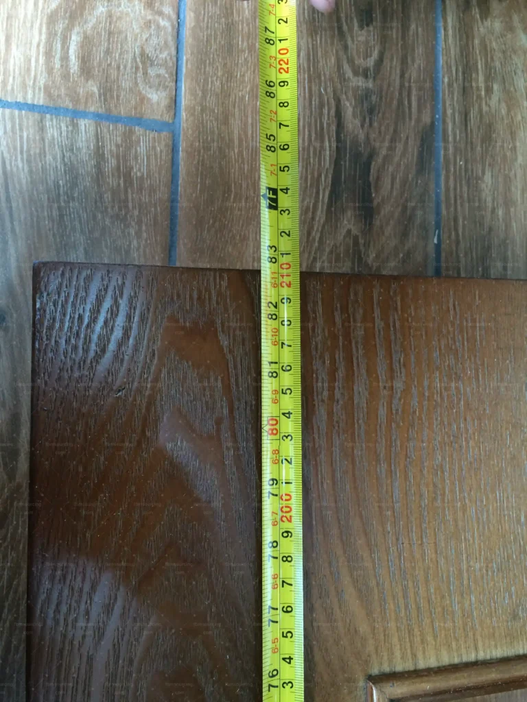 Wood plank thickness measured during timber quality inspection