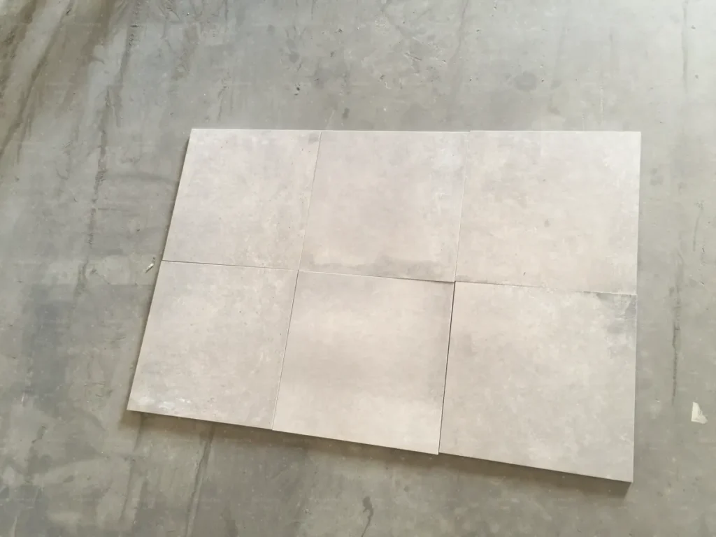 Porcelain floor tiles dry-laid for shade and calibre QC check in China