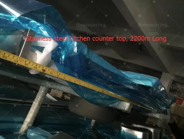 2200mm stainless steel counter top length verified during pre-shipment QC