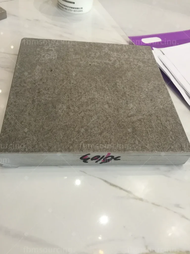 Bullnose stair step tile sample for villa staircase sourced in Foshan China