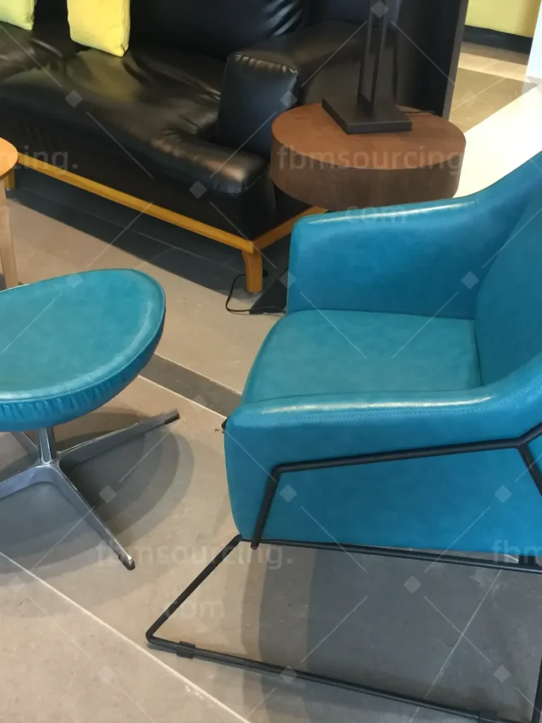Leather lounge chair and ottoman selected in Foshan furniture showroom for Australian villa