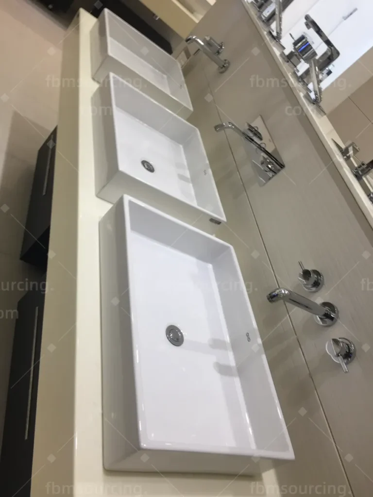 Rectangular vessel basins reviewed with China sourcing agent for Australian villa