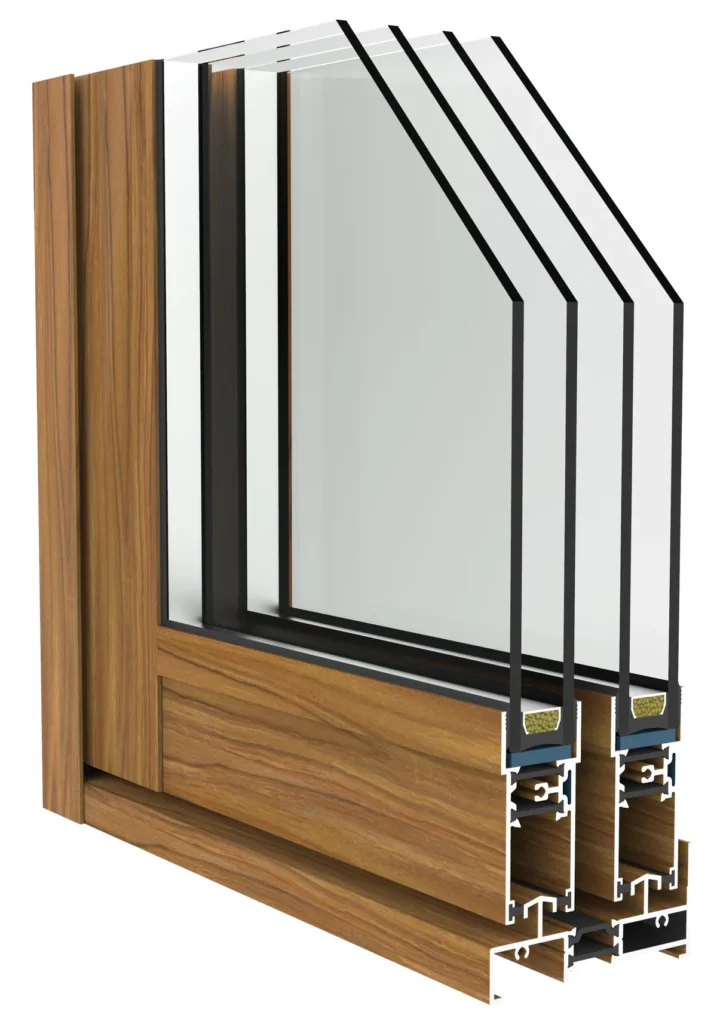 Wood-finish window profile with triple glazing sourced from China