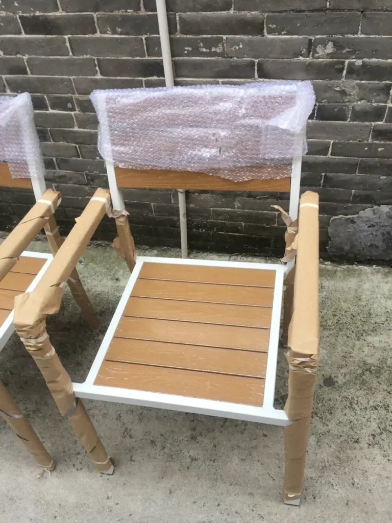 Wpc restaurant chair front quality check — FBM Sourcing China furniture sourcing agent