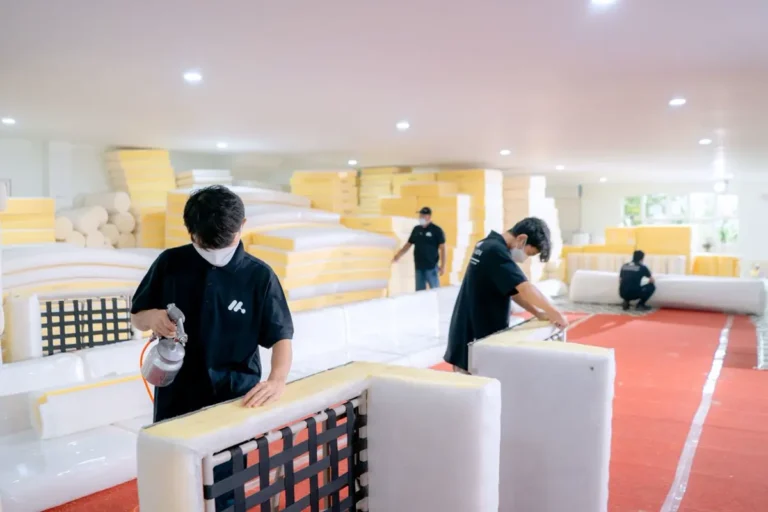 Custom furniture cost structure — upholstery and foam workshop in a Chinese furniture factory context