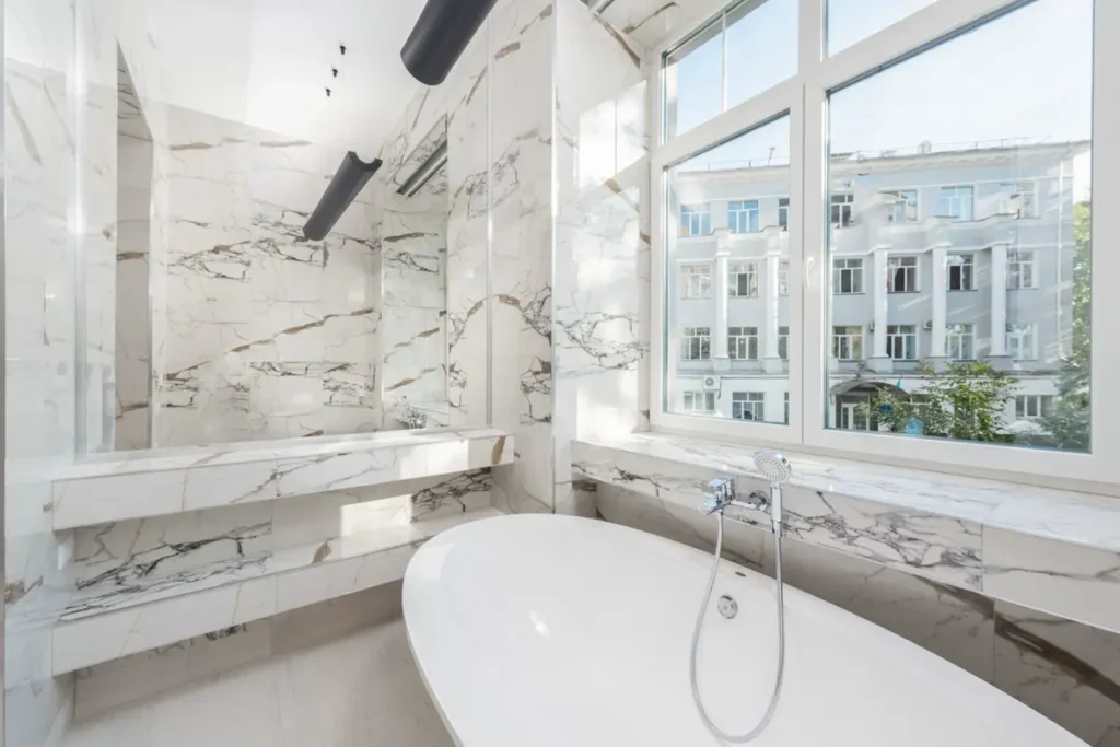 hotel bathroom finish standard compared between prefab bathroom pods and site-built bathrooms