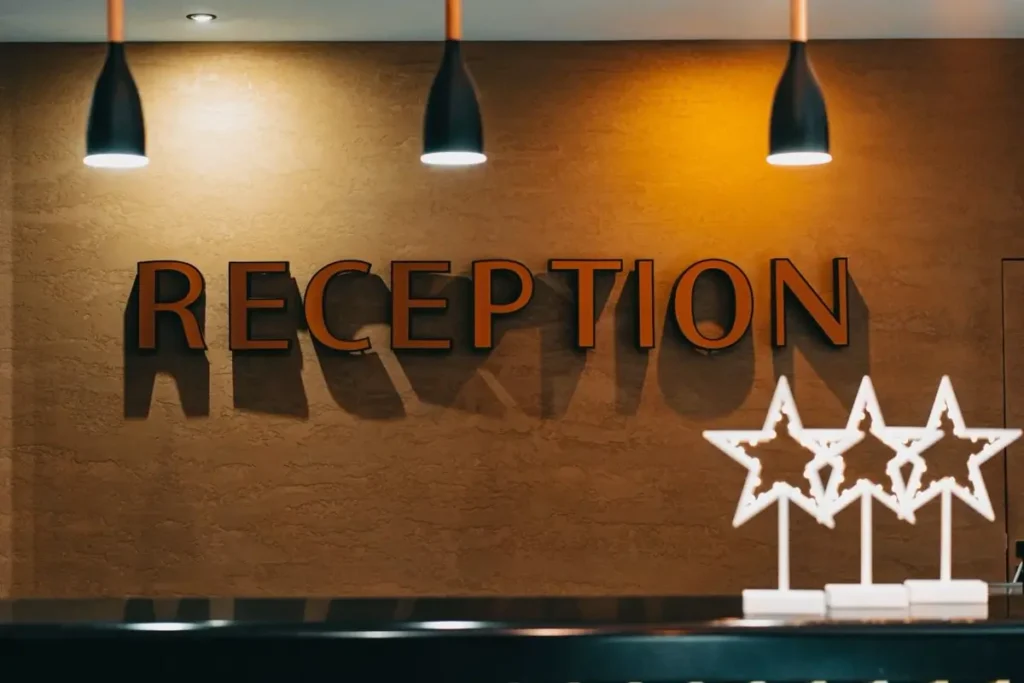 Hotel reception desk and signage - hotel reception furniture sourcing from China