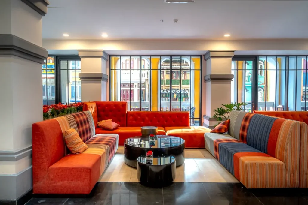 Hotel public area banquette and lounge seating - public area furniture sourcing from China