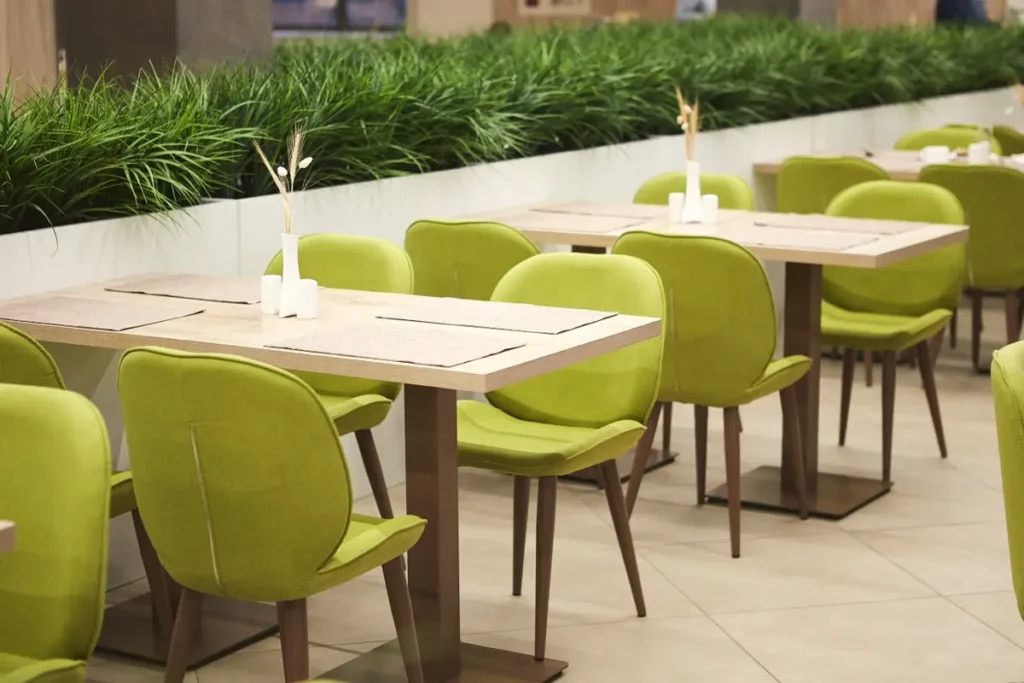 Restaurant chain furniture procurement from China matching dining chairs and tables for multi-site rollout