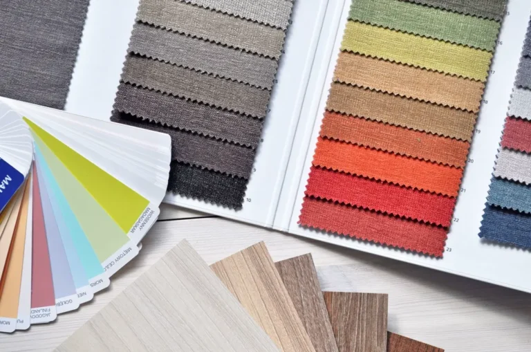 Fabric swatch books and wood finish samples for sample approval when sourcing furniture from China