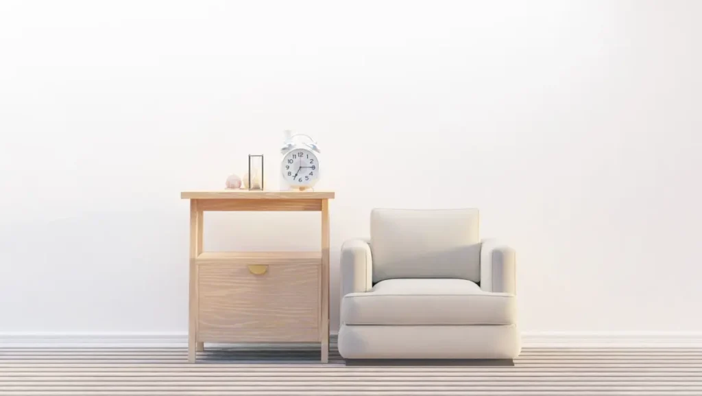 Wooden side table beside armchair - side table sourcing from China