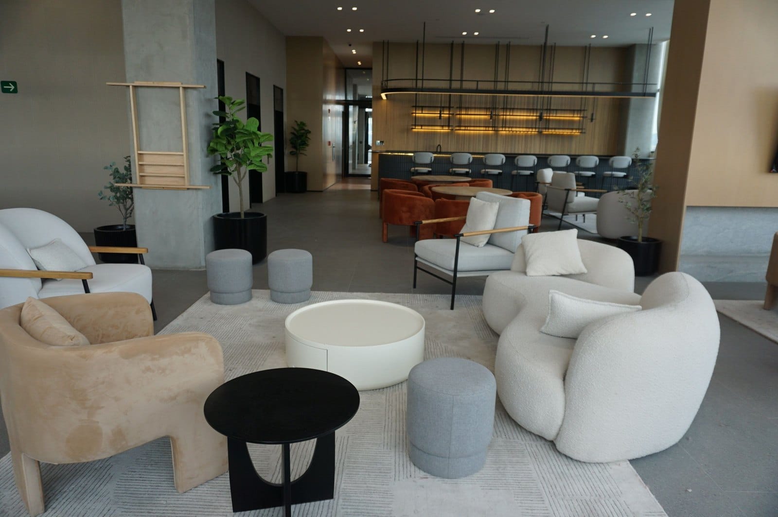 Upholstered lounge seating in a contract interior