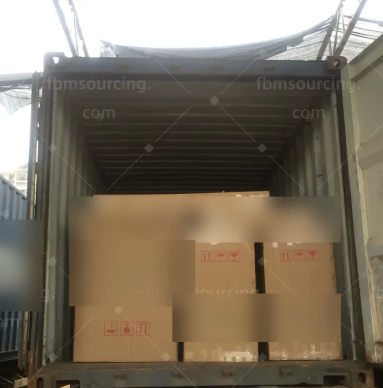 Restaurant furniture cartons loaded container 1 — FBM Sourcing China furniture sourcing agent