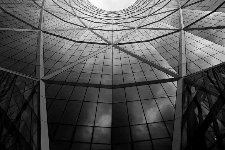 Structural glass roof and facade seen from below, skylight and glass roof system manufacturers in China