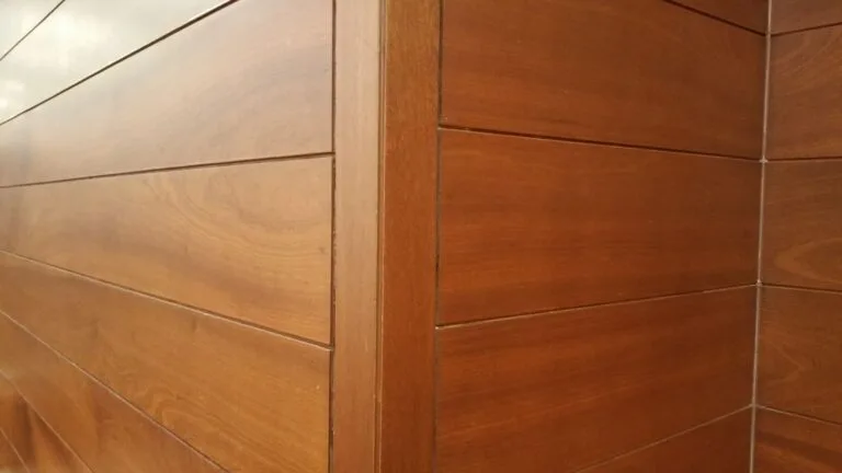 Close-up of wood veneer wall panels used in furniture and casegoods