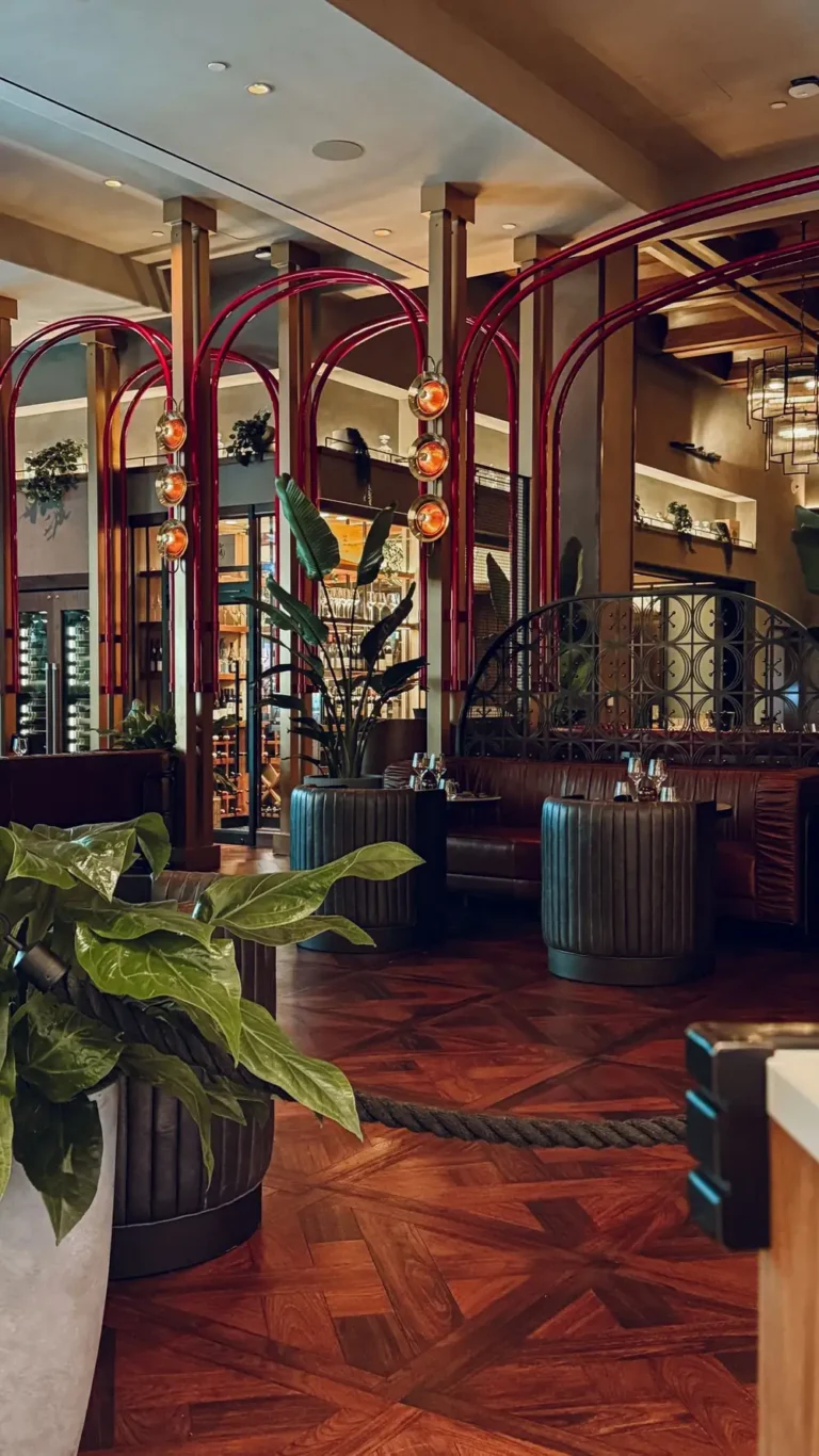 Commercial interior with architectural wood finishes