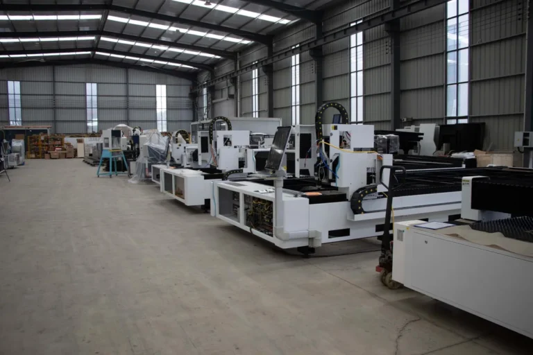 Row of industrial machines in a workshop