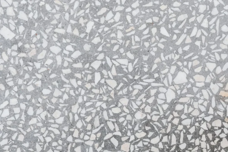 Terrazzo tile suppliers for commercial projects: classic white and grey terrazzo surface.