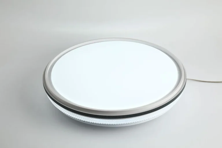 White LED ceiling light on a plain background